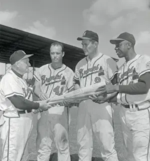 Hank Aaron Prints: Baseball Greats Selecting Baseball Bats