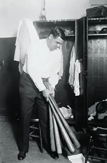Baseball Legend Babe Ruth Choosing Baseball Bat