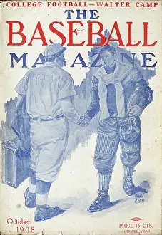 Baseball Magazine Covers Prints: Baseball Magazine Cover With Baseball & Football Players