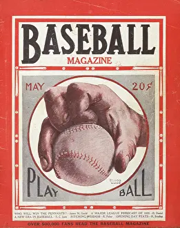 Baseball Magazine Covers Prints: Baseball Magazine Cover With A Baseball In A Pitcher's Hand