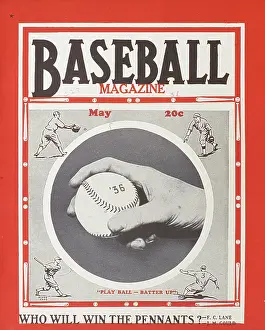 Baseball Magazine Covers Prints: Baseball Magazine Cover With A Baseball In A Pitcher's Hand