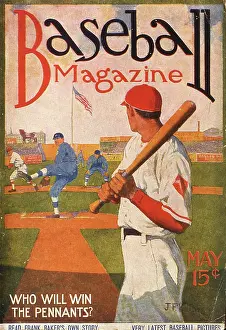 Baseball Magazine Covers Prints: Baseball Magazine Cover With A Batter At Home Plate