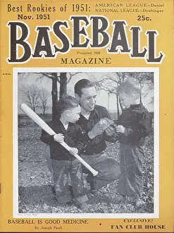 Baseball Magazine Covers Prints: Baseball Magazine Cover With Bob Feller & Kids