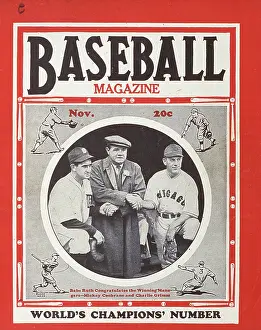 Baseball Magazine Cover With Cochrane, Ruth, & Grimm