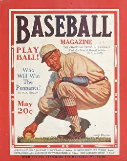Baseball Magazine Covers Prints: Baseball Magazine Cover With A Fielder In Action