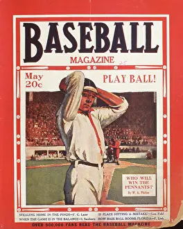 Baseball Magazine Covers Prints: Baseball Magazine Cover With A Pitcher In Action
