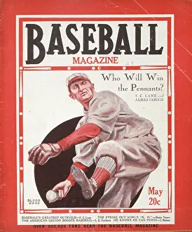 Baseball Magazine Covers Prints: Baseball Magazine Cover With A Pitcher In Action