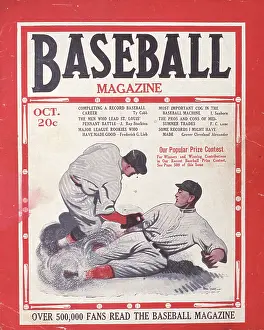 Baseball Magazine Covers Prints: Baseball Magazine Cover With A Play At Third Base