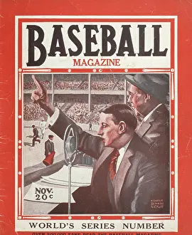 Baseball Magazine Covers Prints: Baseball Magazine Cover With A Play-By-Play Announcer