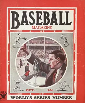 Baseball Magazine Covers Prints: Baseball Magazine Cover With A Play-By-Play Announcer