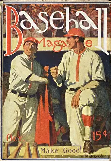 Baseball Magazine Covers Prints: Baseball Magazine Cover With Players In The Dugout