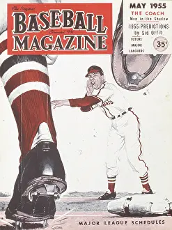 Baseball Magazine Covers Prints: Baseball Magazine Cover With A Runner In Action