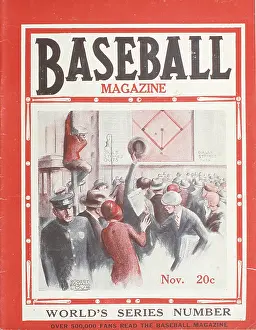 Baseball Magazine Covers Prints: Baseball Magazine Cover With A Street Scene During World Series