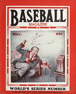 Baseball Magazine Covers Prints: Baseball Magazine Cover With World Series Fan & Radio