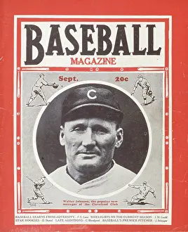 Prints of Baseball Magazine features a photo of baseball manager Walter Johnson (1887 - 1946), of the Cleveland Indians, September 1933. (Photo by Transcendental Graphics/Getty Images) MLB Legends Art Prints: Top 10 Greatest Baseball Players of All Time: Baseball Magazine With Walter Johnson