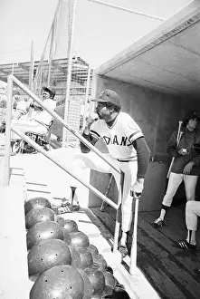 Baseball Manager Frank Robinson in Dugout