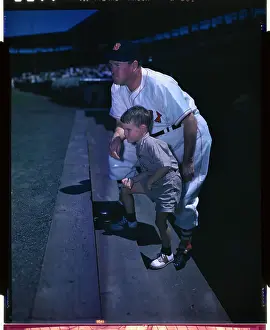 Baseball Manager Joe Cronin Standing with his Son
