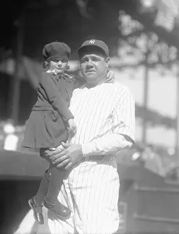 Baseball Player Babe Ruth with Daughter Dorothy Before Game
