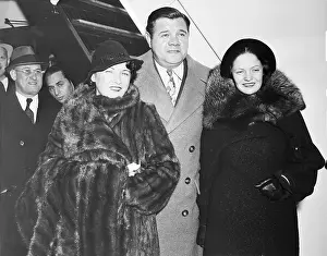 Julia Flanders Prints: Baseball Player Babe Ruth Posing With His Family on Ship
