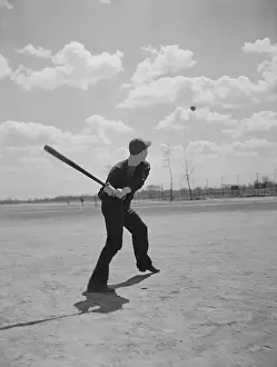 Trenton Prints: Baseball Player in Batting Position Outdoors
