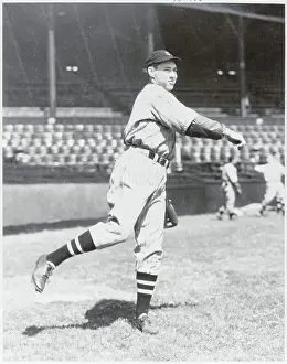 Baseball Player Bob Feller Pitching Baseball