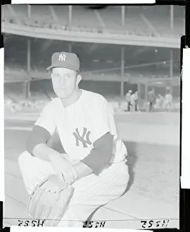 Baseball Player Bob Grim Posing in Uniform