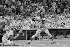 Hank Aaron Prints: Baseball Player Hank Aaron at Bat During Game