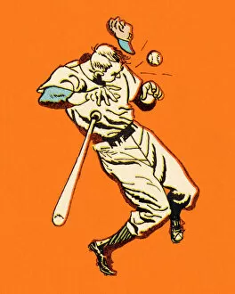 Images Dated 10th April 2013: Baseball Player Being Hit With Baseball
