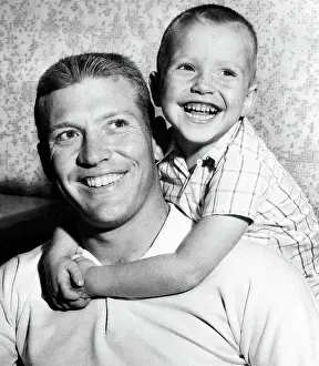 Baseball Player Mickey Mantle Carrying Son Mickey Elvin Mantle