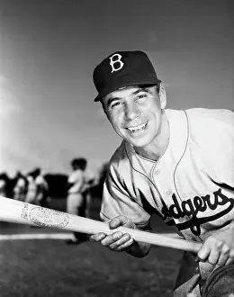 Baseball Player Pee Wee Reese Holding Bat