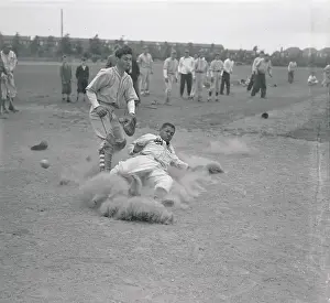 Hard Prints: Baseball Player Sliding onto Mound