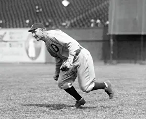 Baseball Player Ty Cobb Fielding Ball During Game