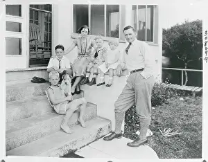 Walter Johnson Prints: Baseball Player Walter Johnson with Family Outside Home