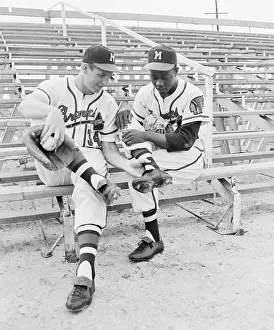 Hank Aaron Prints: Baseball Players Bobby Thomson and Hank Aaron