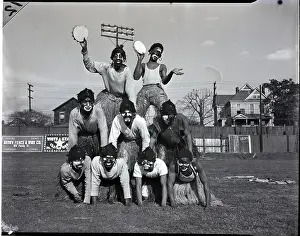 Clown Prints: Baseball Players Forming Human Pyramid