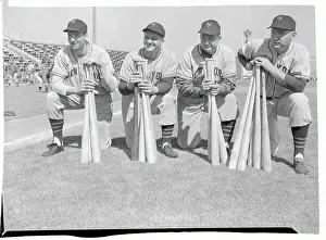 Phoenix Prints: Baseball Players Kneeling with Bats