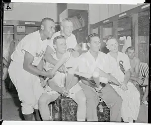 Baseball Players Posing in Cleveland Stadium