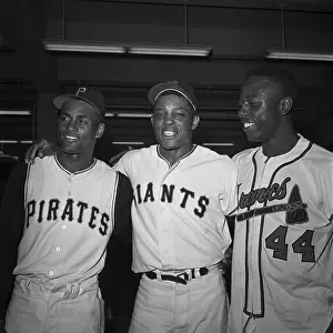 Hank Aaron Prints: Baseball Players Standing Together in Locker Room