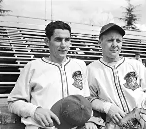 San Bernardino Prints: Baseball Players Vincent DiMaggio and Frank Kalin