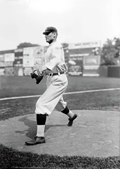 Prints of View of Walter Johnson, star pitcher for the Washington Senators, on the mound, Washington, D.C. 1913. (Photo by Underwood Archives/Getty Images) MLB Legends Art Prints: Top 10 Greatest Baseball Players of All Time: Baseball Star Walter Johnson