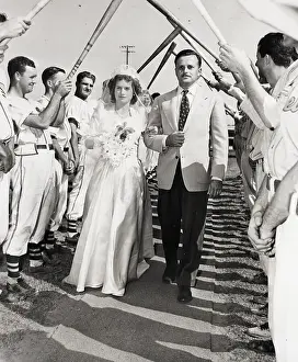 Baseball Wedding/Bride Going Down Aisle