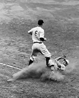 Sliding Prints: Third Baseman Stepping On Sliding Player