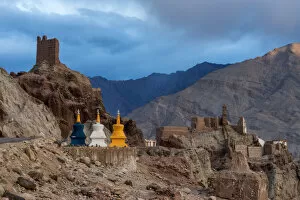 Environmental Issues Collection: Basgo Monastery and the twilight sky before sunset