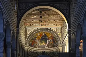 Basilica of San Miniato al Monte closeup interior details, Florence, Tuscany