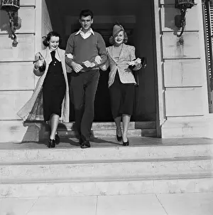 Lunch Prints: Basketball Player Hank Luisetti with Paramount Actresses
