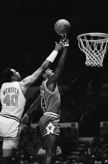 Challenge Prints: Two Basketball Players Jumping for Ball