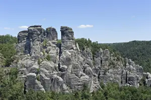 Saxon Prints: Bastei with Kleine Gans rock formation