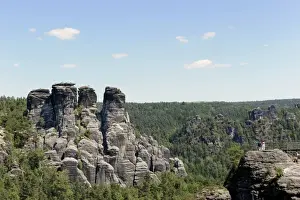 Saxon Prints: Bastei with Kleine Gans rock formation