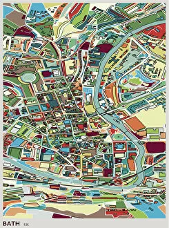 Images Dated 11th July 2018: Bath city of England art map
