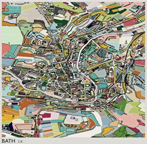 Images Dated 11th July 2018: Bath city of UK, art map